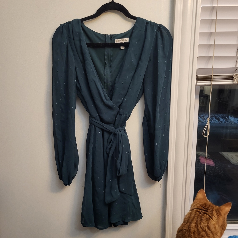 Elegant Teal Wrap Dress
